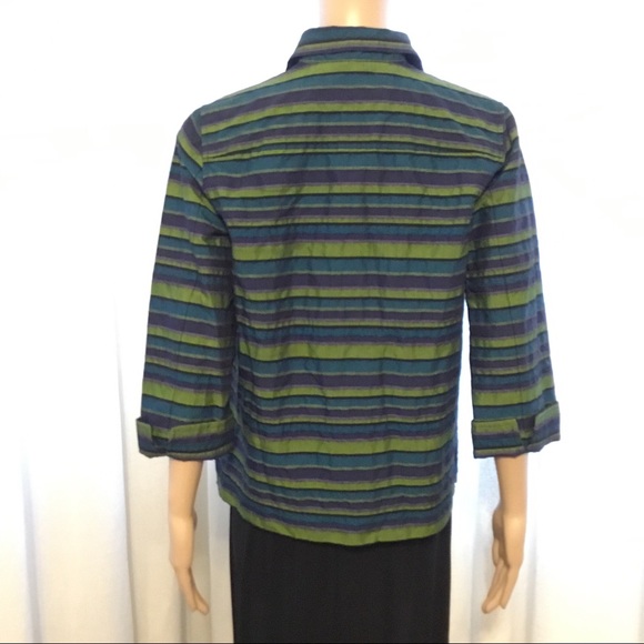 Career casual boxy 3/4 sleeve stripe shacket - Picture 3 of 9